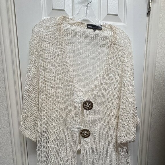 Mirror Image brand Cream Color Plus size 3X crochet look Blouse - Picture 1 of 2